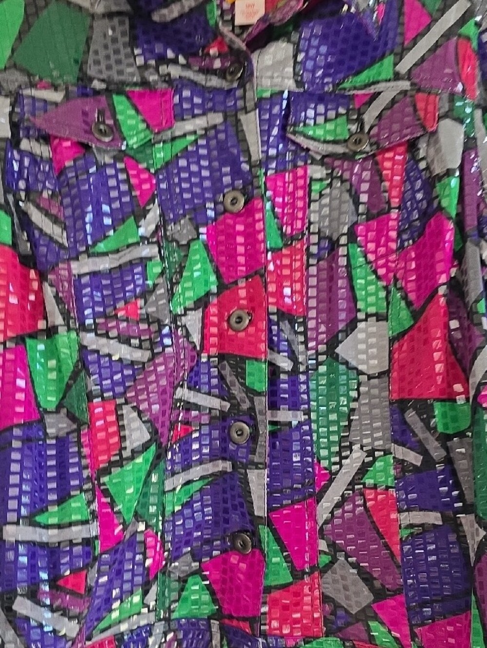 Ruby Rd. Retro Maximalist Sequin Patchwork Jacket in Purple, Pink, Green, Gray - Picture 3 of 7